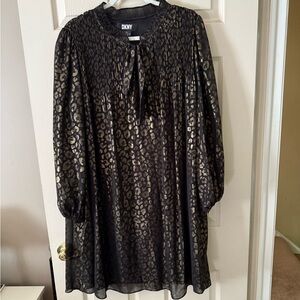 DKNY Black and Gold Textured Fabric